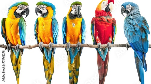 Parrots set collection. Isolated on white background . Generative AI