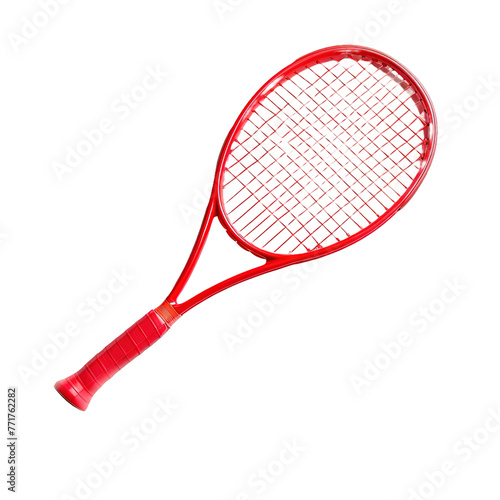 Red Tennis racket sports equipment on transparent or white background © Tabassum