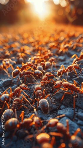 Group of Ants Crossing a Road photo