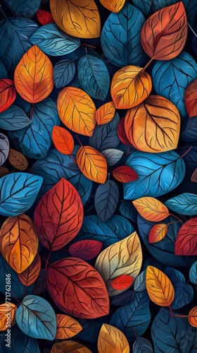 Leaves Painting on Black Background