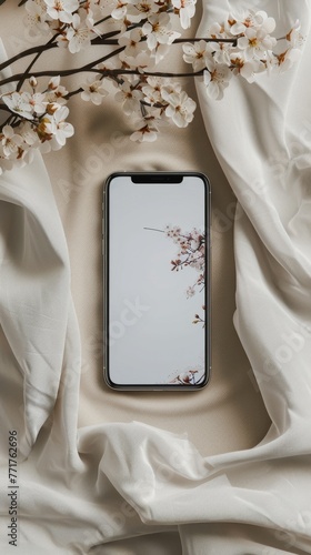 Cell Phone on White Sheet