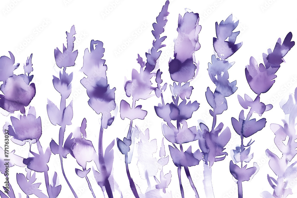 Calming lavender watercolor wash on white background.