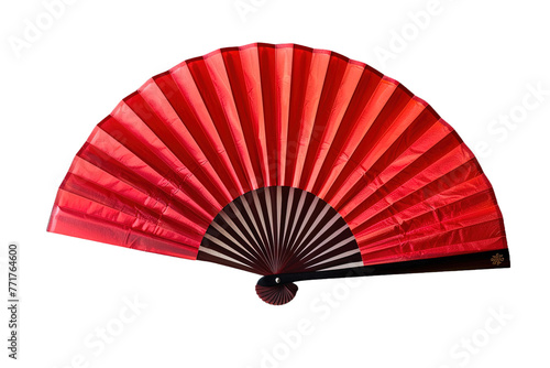 Red Chinese paper folding fanon on transparent or white background