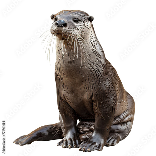 Otter on transparent or white background