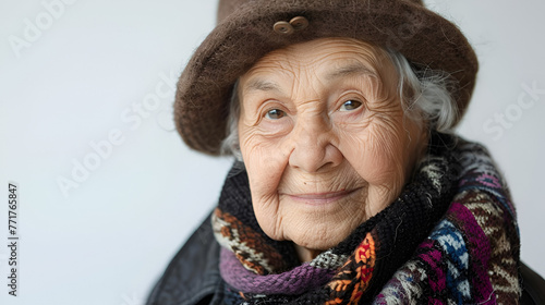 Happy Old Woman on White Background






