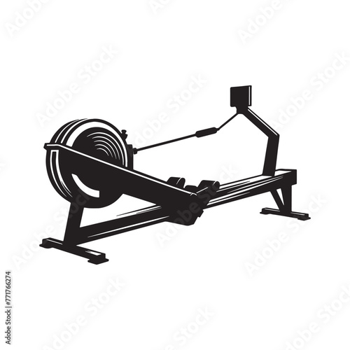 Rowing Machine Silhouettes, Rowing Machine PNG, Black and White Retro Fitness, Rowing Machine Silhouettes for exercise, Rowing Machine GYM