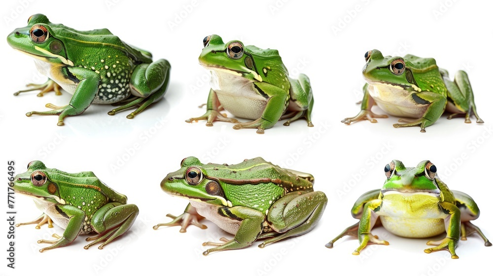 Obraz premium Photo realistic wild predator frog animal set collection. Isolated on white background 