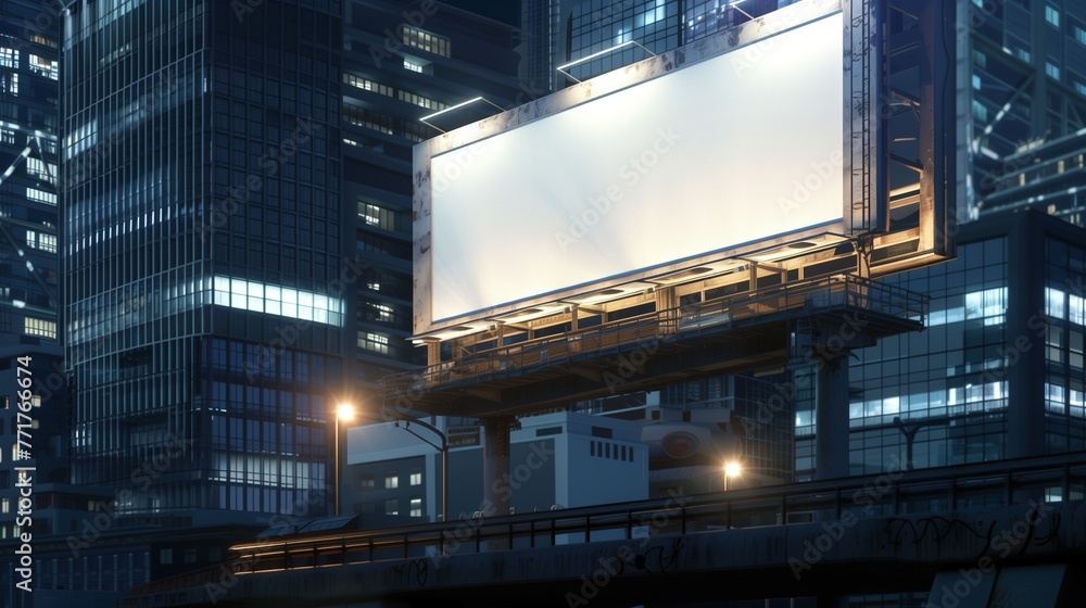 This image encapsulates the essence of nocturnal elegance in an urban setting, with a blank billboard awaiting its mockup centerpiece. This image encapsulates the essence of nocturnal elegance in an urban setting, with a blank billboard awaiting its mockup centerpiece.