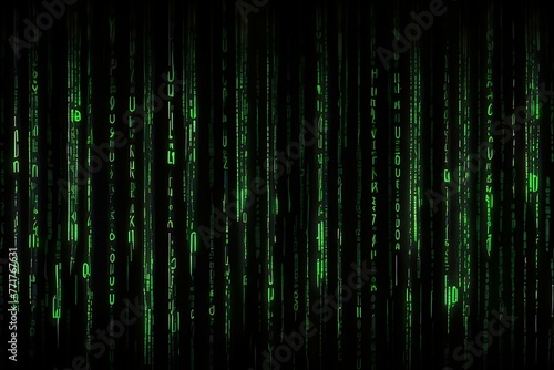 Matrix Code Deluge.  A torrent of matrix code  ideal for technological backgrounds  cybernetic themes  and futuristic digital environments.