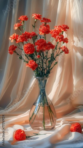 Vase Filled With Pink and Orange Flowers