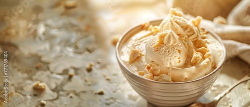 Cup of ice cream with nuts, food, dessert, sweet food, freshness