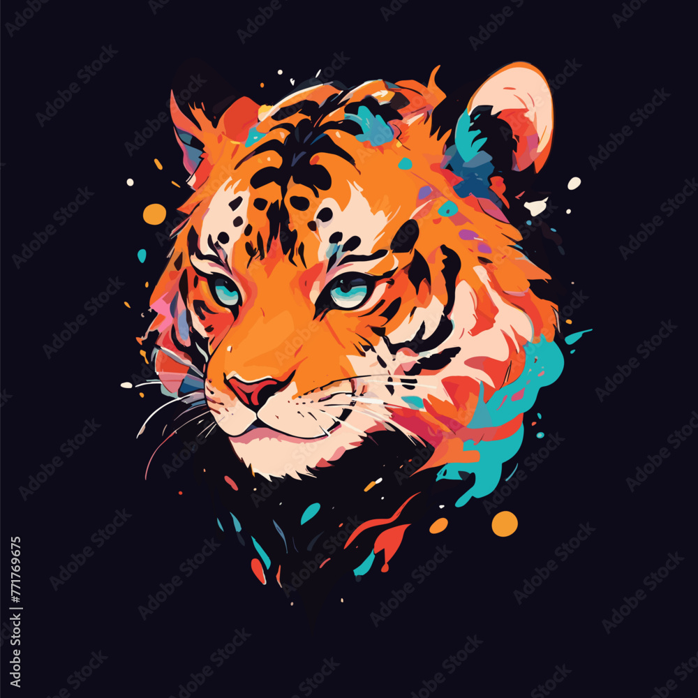 Expressive Tiger Head with Sharp Contrast