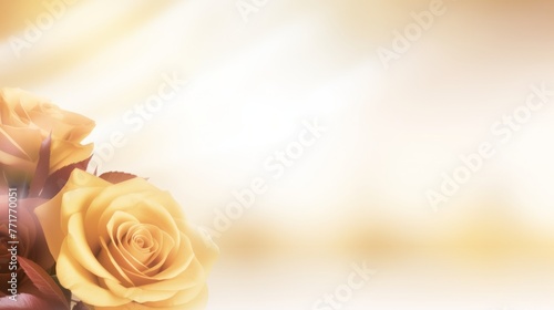 Spring or summer floral background with yellow and orange roses and chrysanthemums on white pastel colored paper. Flat lay  top view  copy space concept in the style of various artists.