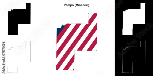 Phelps County (Missouri) outline map set photo