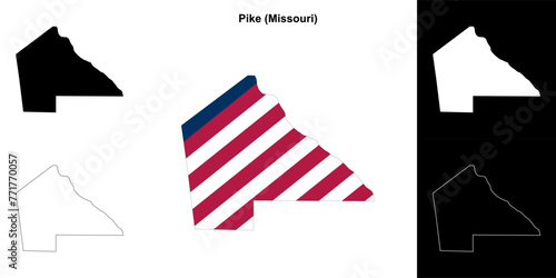 Pike County (Missouri) outline map set photo