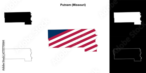 Putnam County (Missouri) outline map set photo