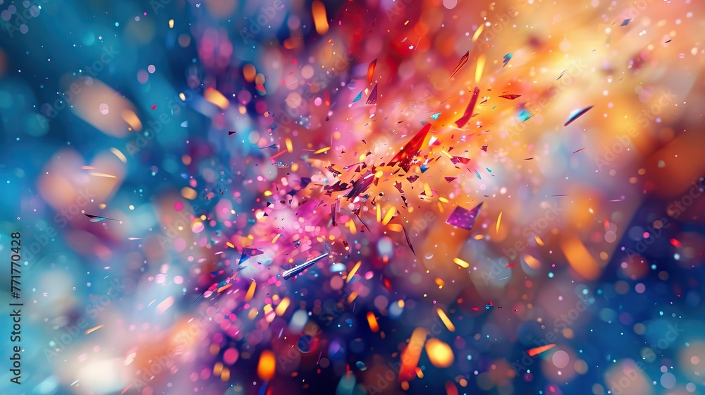 Sparkling confetti explosion in colorful hues