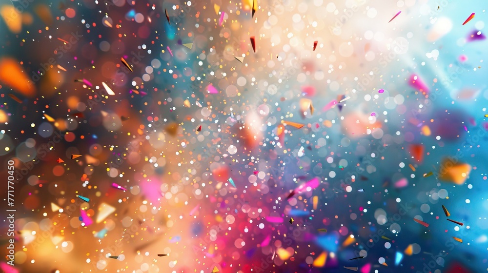 Vibrant celebration confetti on bokeh background