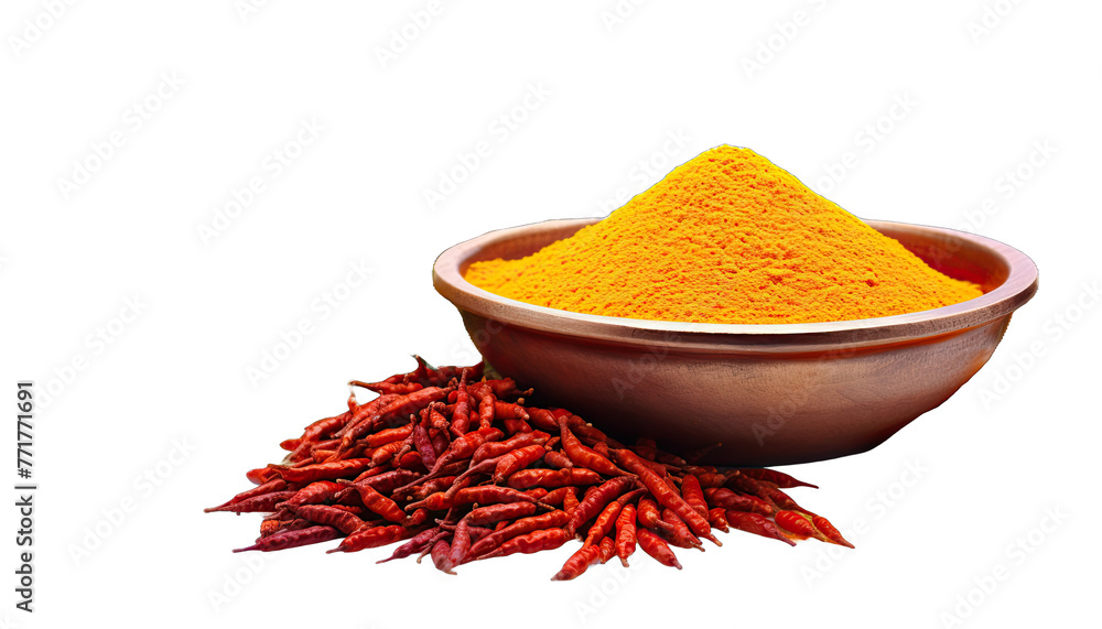 Colorful spices in a clay bowl in no background. Isolated Colorful spices in a clay bowl in no background. Isolated