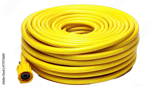 yellow garden hose rolled
