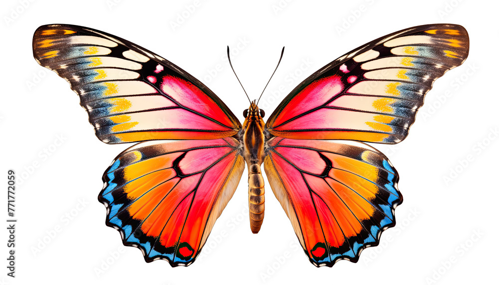 Fototapeta premium Colorful butterfly isolated in no background. Clipping path