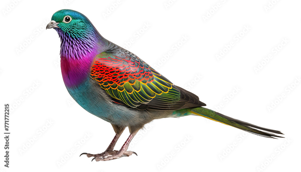 Colorful Pigeon isolated in no background, clipping path included