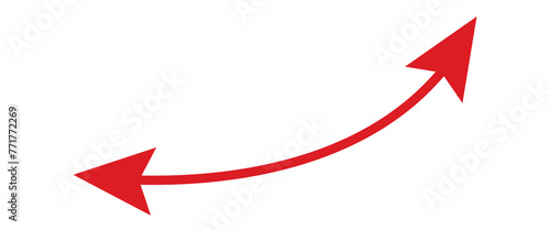 Dual semi circle arrow. Vector illustration. Semicircular curved thin long double ended arrow. Long arrow vector icon. Black horizontal double arrow. Vector 10 Eps. Black simple symbol for measuring.