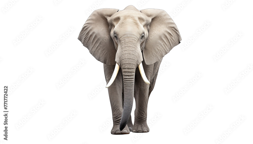 Elephant isolated in no background. Clipping path included for easy extraction.