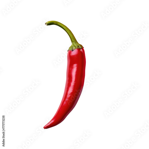 Chili de rbol with green stem on transparent background, a spicy spice ingredient photo