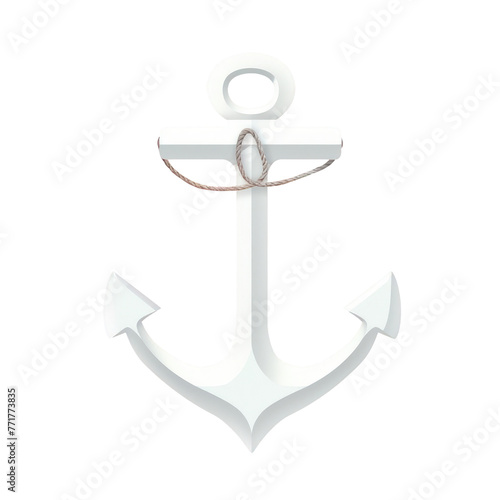 White anchor emblem on transparent background, symbol of symmetry and art