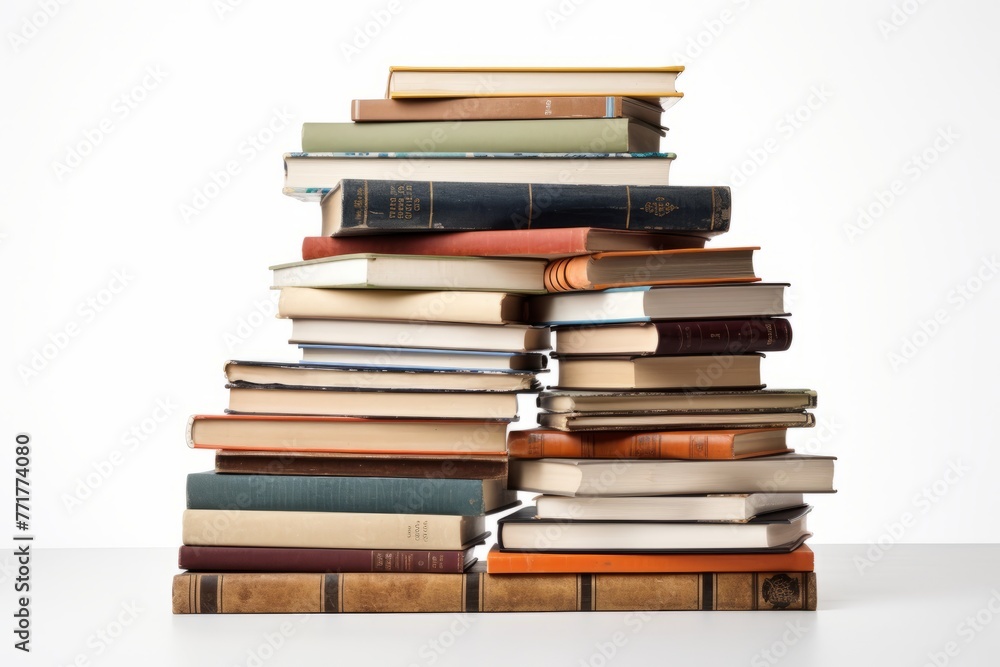 Fototapeta premium Pile of books isolated on white background, studio shot