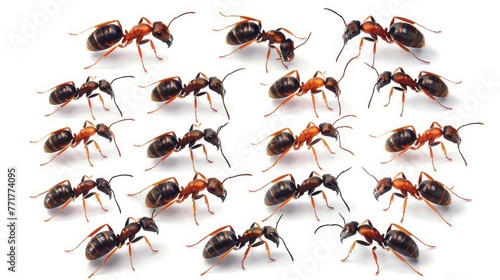Photo realistic small little ant animal  set collection. Isolated on white background Generative AI © Dvid