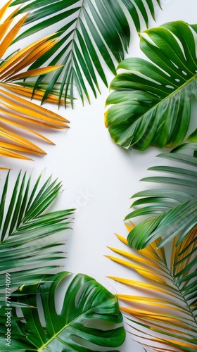 Green Leaves on White Surface