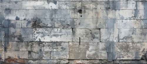A close up of a grey brick wall showcasing the rectangular shapes of the composite material. The pattern and engineering of the bricks create an artful display in the city