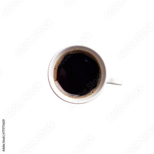 A steaming cup of coffee resting on a sleek transparent background