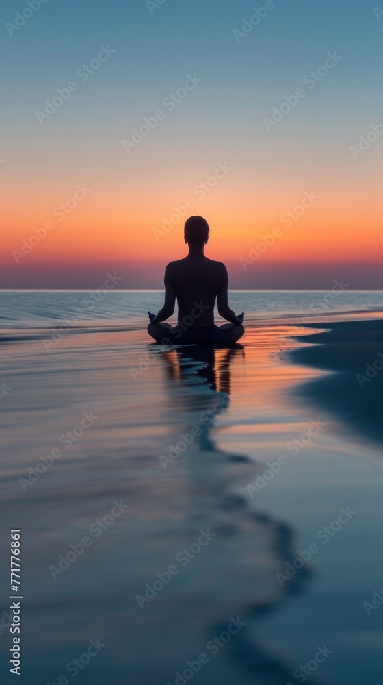 Person Sitting in Middle of Water Person Sitting in Middle of Water