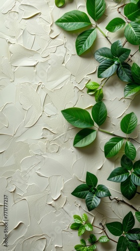 Green Leaves on White Background