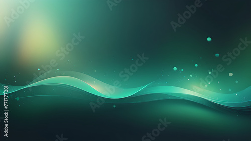 Wide magical defocused illustration rich bluish green. Business brochure cover design opal dark green. Gradient background, blank space for text.