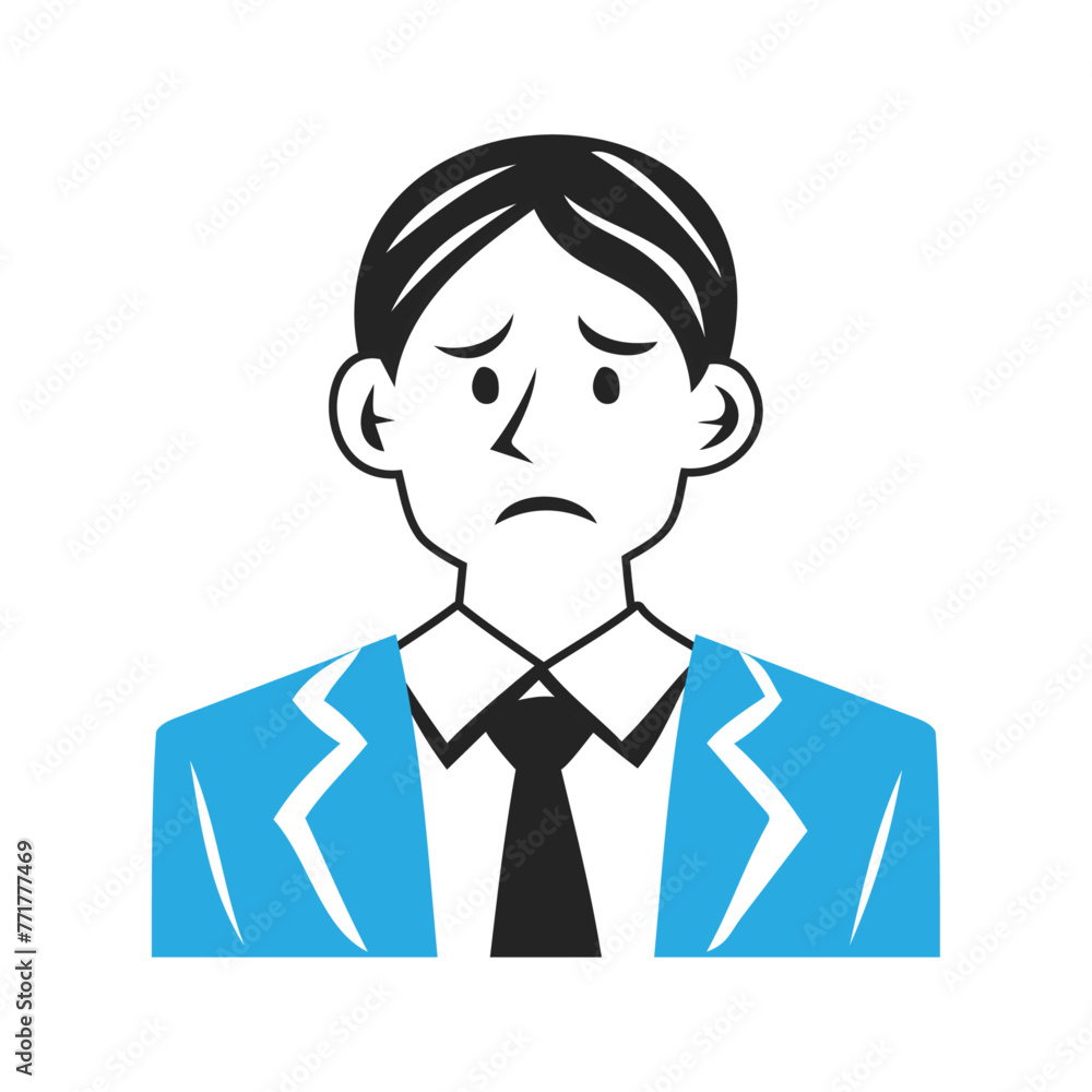 困る男性社員のイラスト。シンプルなベクターイラスト。
Male employees in trouble. Simple vector illustration.