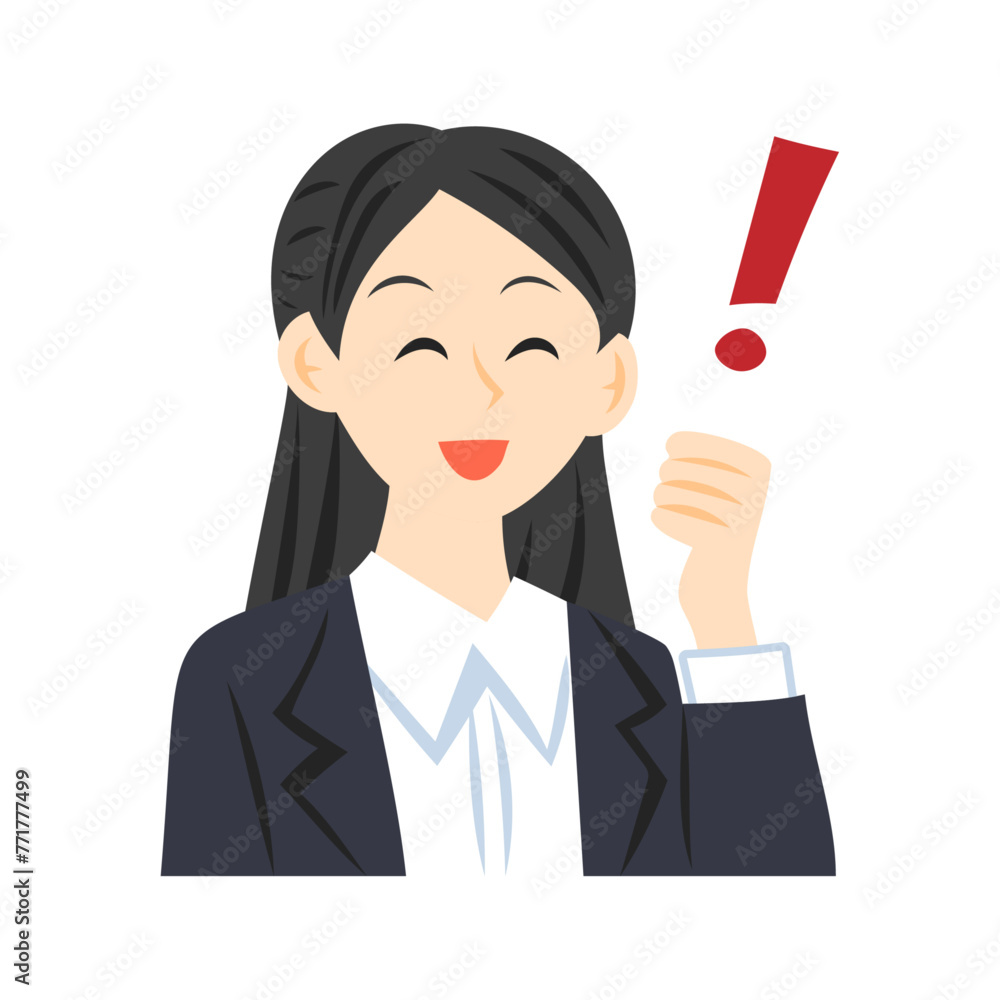 びっくりマークを浮かべる女性社員のイラスト。フラットなベクターイラスト。
Female employee with a exclamation mark. Flat vector illustration. びっくりマークを浮かべる女性社員のイラスト。フラットなベクターイラスト。
Female employee with a exclamation mark. Flat vector illustration.