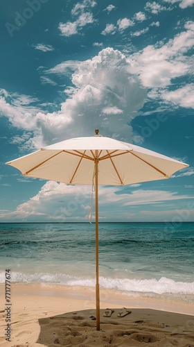 Orange Umbrella on Sandy Beach