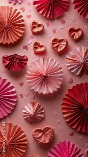 Cluster of Pink and Red Paper Umbrellas