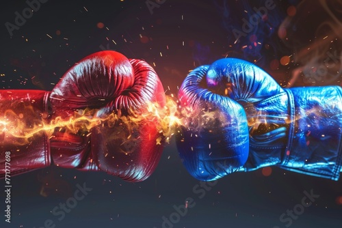 two boxing gloves clashing in a test of strenth and success