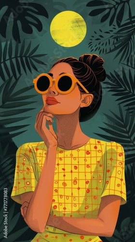 Woman in Yellow Dress and Sunglasses