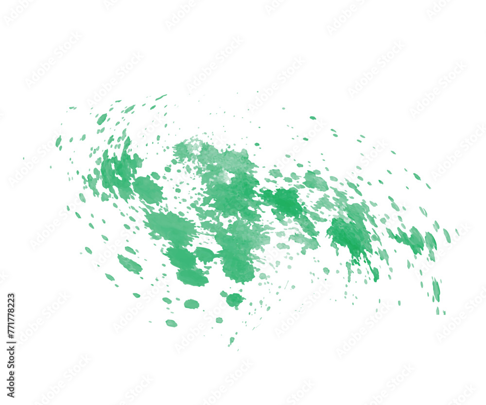 bright Green splash stain watercolor paint. grunge illustration