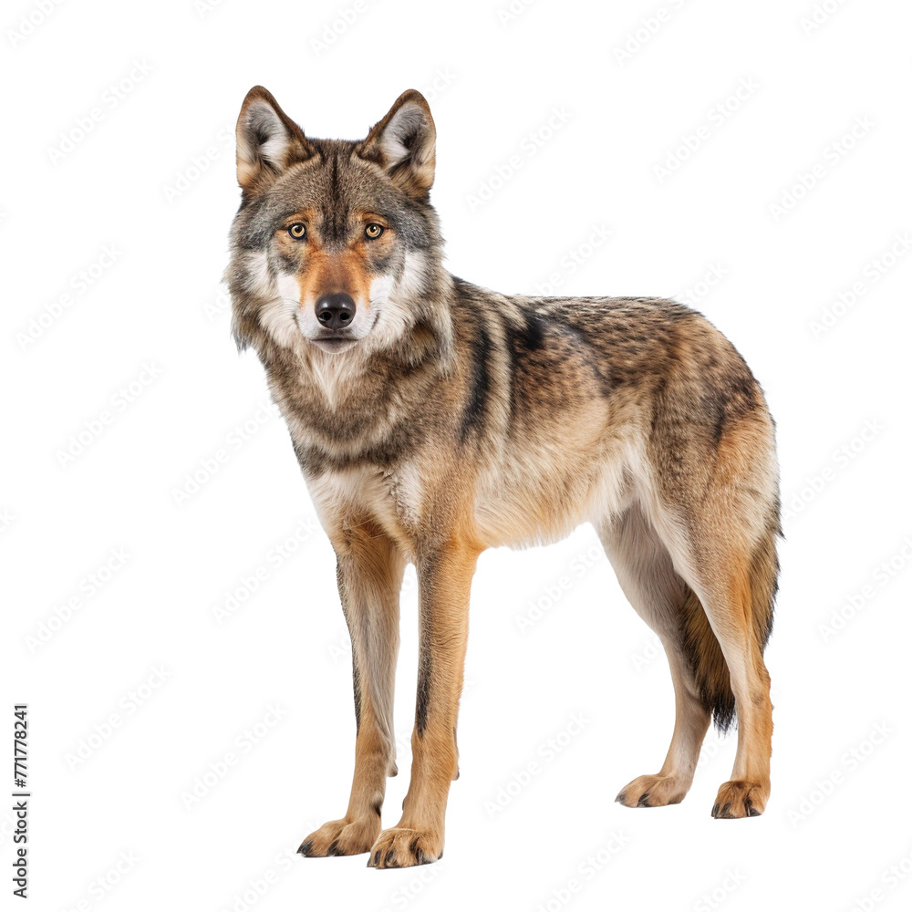 Wolf standing on transparent or white background