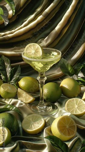 Green Background With Snowflakes and Stars