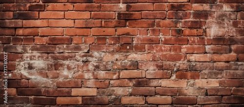 A detailed closeup of an old brick wall showcasing the brown bricks arranged in a rectangular pattern with mortar, highlighting the beautiful art of brickwork