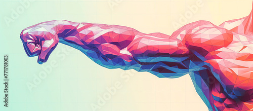 Abstract Geometric Human Arm in Motion - Low-poly shapes in a gradient of warm and cool hues, expressing motion and fluidity