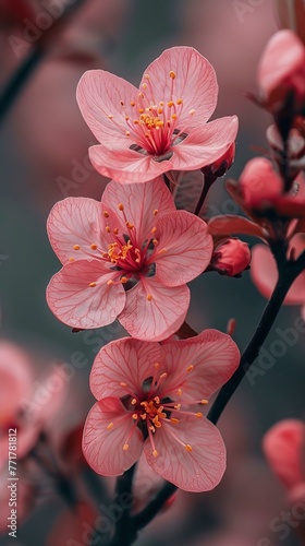 Close Up of Pink Flowers on Tree